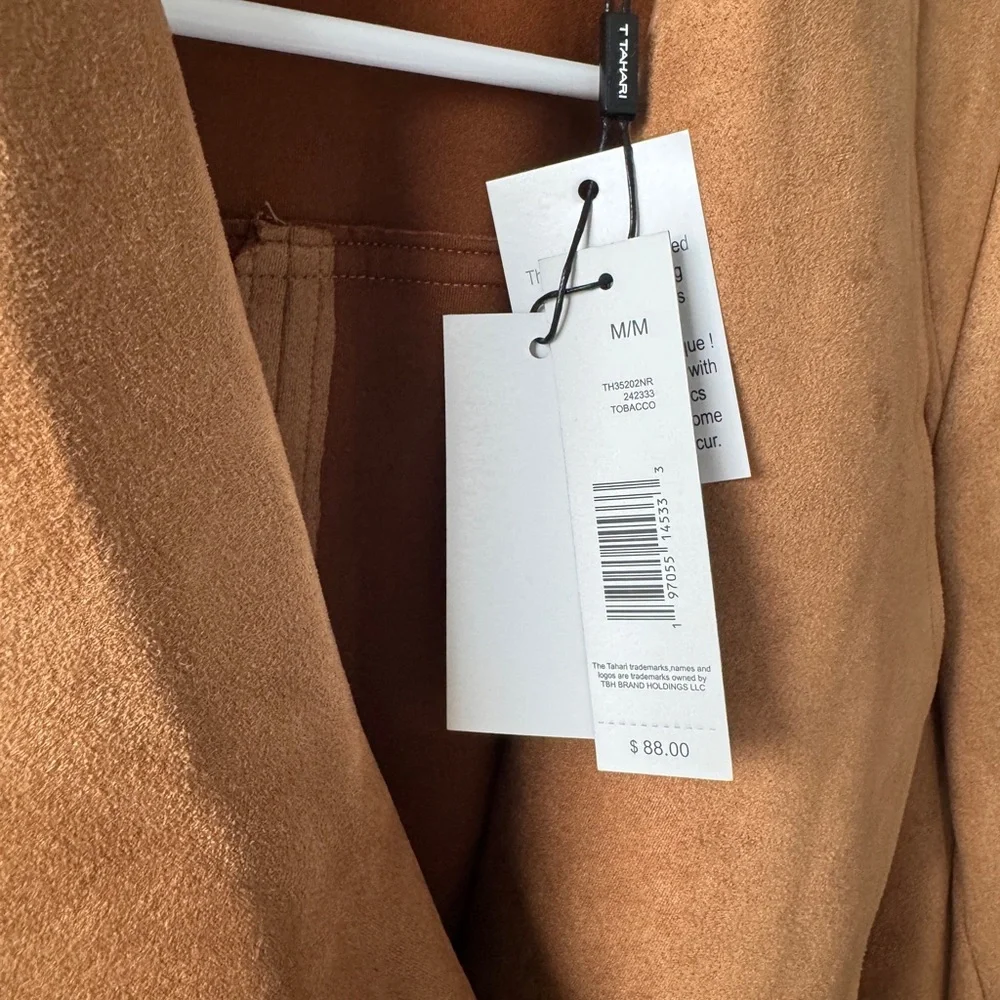 T Tahari Camel Suede Asymmetrical Zip Jacket - Picture 2 of 3